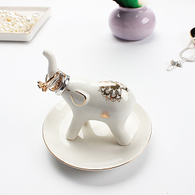 Porcelain Elephant Ring Displays, for Finger Ring Display Stands, Desktop Decoration