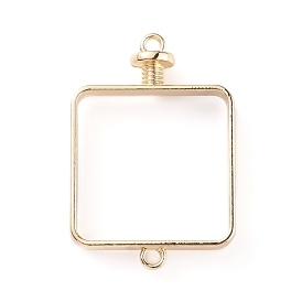 Zinc Alloy Links/Connectors, Open Back Bezel, For DIY UV Resin, Epoxy Resin, Pressed Flower Jewelry, Long-Lasting Plated, Square