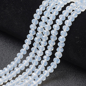 Electroplate Glass Beads Strands, Imitation Opalite, Rondelle, Faceted