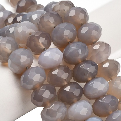 Серые натуральные бусины из агата , рондель, граненые