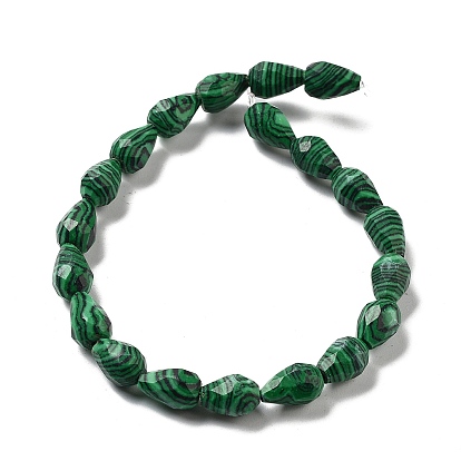 Synthetic Malachite Beads Strands, Faceted Teardrop
