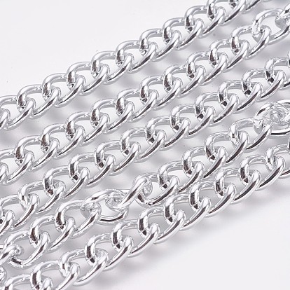 Aluminium Twisted Chains Curb Chains, Unwelded, 9x7x2mm