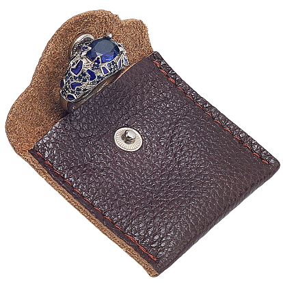 1Квадратные кожаные сумки для хранения колец с кнопкой, мешочки для хранения ювелирных изделий для упаковки колец