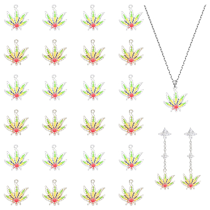 24 шт 2 цвета сплава эмалевые подвески, кленового листа