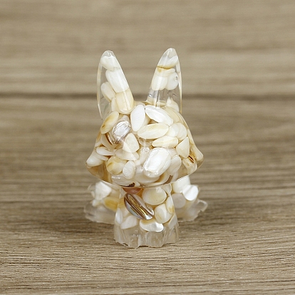 Украшение дисплея лисы из смолы, со стружкой из ракушек внутри статуй для украшения домашнего офиса