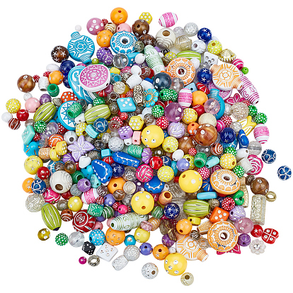 220g позолоченные акриловые бусины, металла обвитые, разнообразные