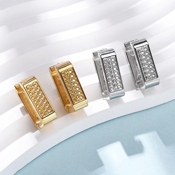 304 прямоугольные серьги-кольца из нержавеющей стали, с 316 нержавеющей стали, ионное покрытие (ip)