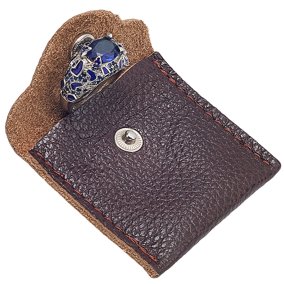 1Квадратные кожаные сумки для хранения колец с кнопкой, мешочки для хранения ювелирных изделий для упаковки колец