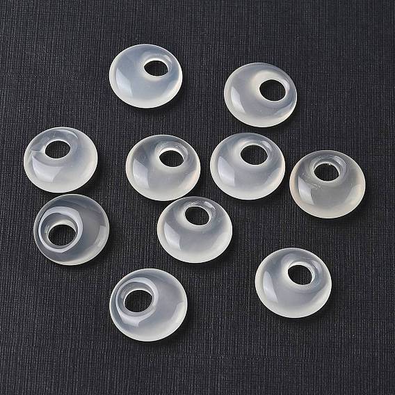 Natural White Agate Pendants, Flat Round Charms