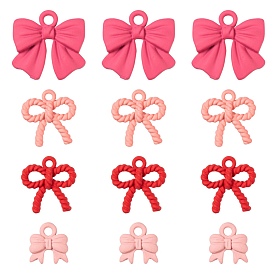 24Pcs 4 Style Spray Painted Alloy Pendants, Bowknot