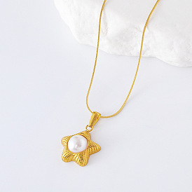 3 шт. ожерелья из нержавеющей стали с имитацией жемчуга в форме звезды для женщин, белые