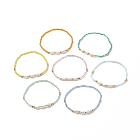 7 шт. 7 цветные браслеты из натуральной раковины, семян и латуни, браслеты из бисера, набор для женщин