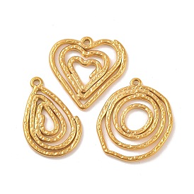 Ионное покрытие (ip) 304 подвески из нержавеющей стали, реальный 18 k позолоченный, подвески в форме слезы, сердца и овала