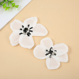 Handmade Beaded Chiffon Fabric Five-petal Flower Chiffon Flower Material Clothing Dress Bag Jewelry Clothing Accessories