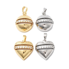 Латунные подвески, без кадмия и без свинца, с микро проложить кубического циркония, сердце круглое
