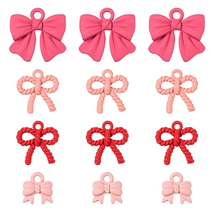 24Pcs 4 Style Spray Painted Alloy Pendants, Bowknot