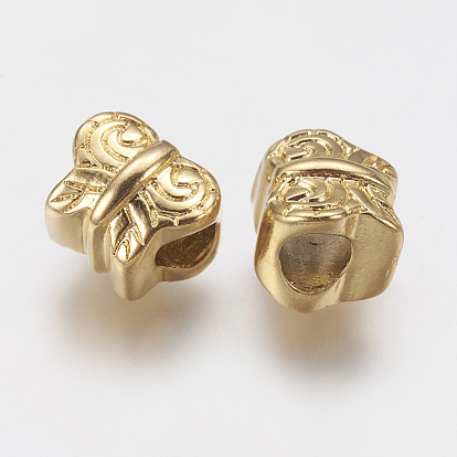 Ion Plating(IP) 304 Stainless Steel European Beads, Large Hole Beads, Butterfly