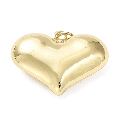 Eco-Friendly Brass Pendants, Cadmium Free & Lead Free, with Jump Ring, Heart Charm