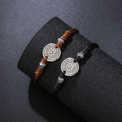Браслеты из сплава викингов, регулируемые вощеные браслеты для мужчин, вегвизир