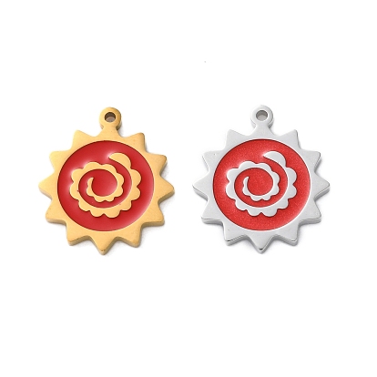 Ионное покрытие (ip) 304 подвески из нержавеющей стали с красной эмалью, очарование солнца