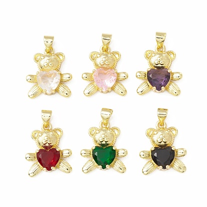 Стойка металлическая латунная микропрофилированная кубическая циркония подвески, долговечный, реальный 18 k позолоченный, без кадмия и без свинца, медведь