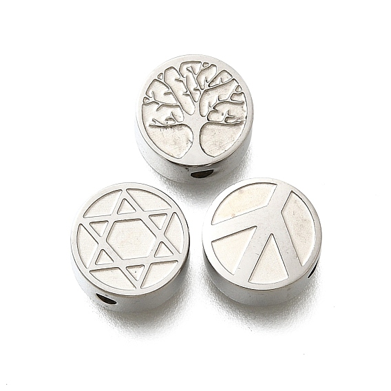 Латунные бусины, без свинца и без кадмия, стойки покрытие, платина, плоско-круглые