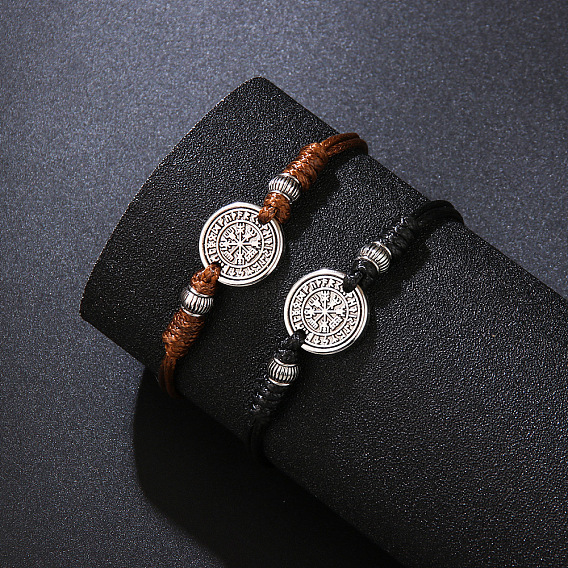 Браслеты из сплава викингов, регулируемые вощеные браслеты для мужчин, вегвизир