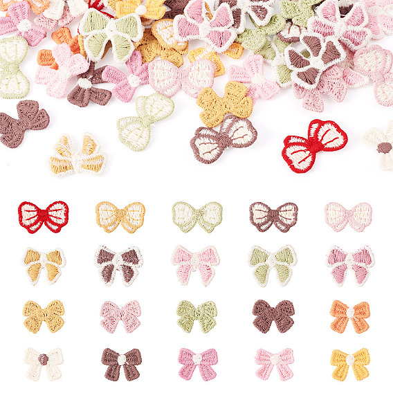 40 шт. 20 цветные банты, компьютерная вышивка, тканевые лоскуты, аксессуары для костюма, швейные украшения