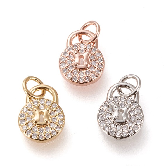 Латуни циркония кубической подвески, с прыжковых колец, долговечный, плоский круглый замок, прозрачные