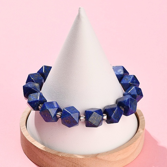 Природные лазурит бисером растянуть браслеты, многоугольник, граненые