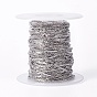 Ion Plating(IP) 304 Stainless Steel Link Chains, Cable Chain, with Spool, Soldered, Oval