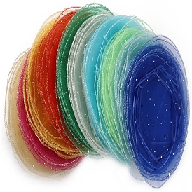 Round Organza Drawstring Bags, Candy Storage Bags, with Sequins