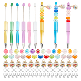 Персонализированные наборы ручек из бисера своими руками, включая шариковую ручку из абс-пластика, пластиковые шарики, стеклянный шар подвески, потрескавшийся полимер европейский бисер