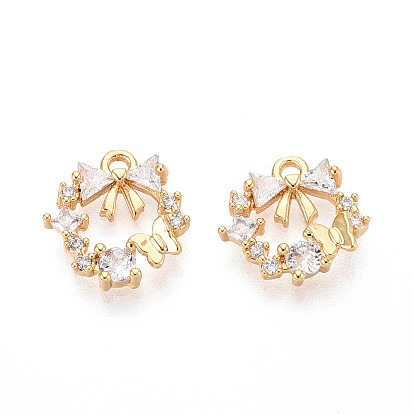 Латунные микро проложить кубического циркония прелести, Бабочка & кольцо