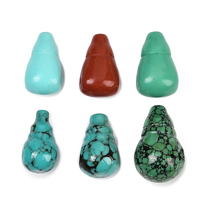 Окрашенная синтетическая бирюза 3 бусины гуру с отверстием, тыква форма