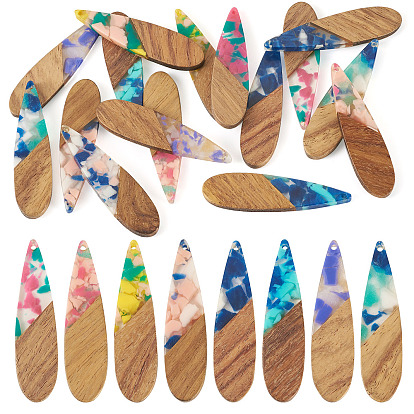 16 шт. 8 подвески из цветной смолы и ореха, слеза