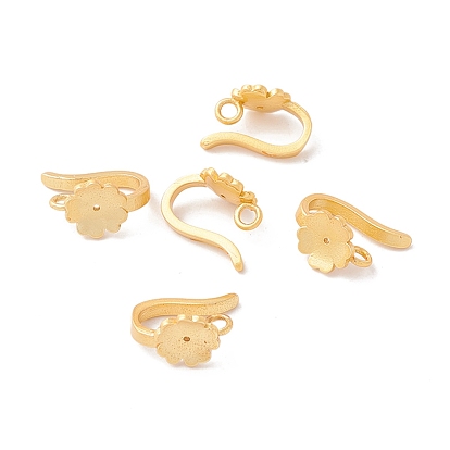 Rack Plating Brass S Hook Clasps, Long-Lasting Plated, Lead Free & Cadmium Free, Flower