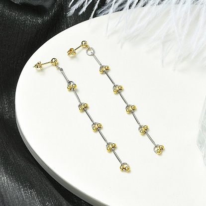 201 серьги-гвоздики из нержавеющей стали с подвесками, с латунными бусинами и 304 фурнитурой для сережек-гвоздиков из нержавеющей стали