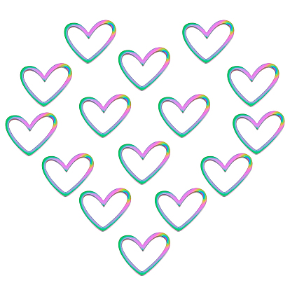 15 шт. 201 соединительные кольца из нержавеющей стали, лазерная резка, асимметричное сердце