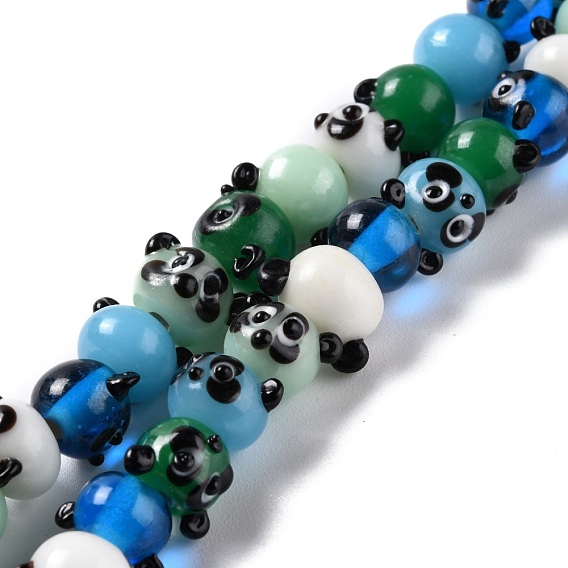 Handmade Lampwork Beads, Bumpy, Panda
