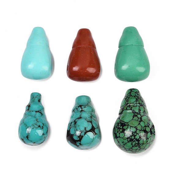 Окрашенная синтетическая бирюза 3 бусины гуру с отверстием, тыква форма