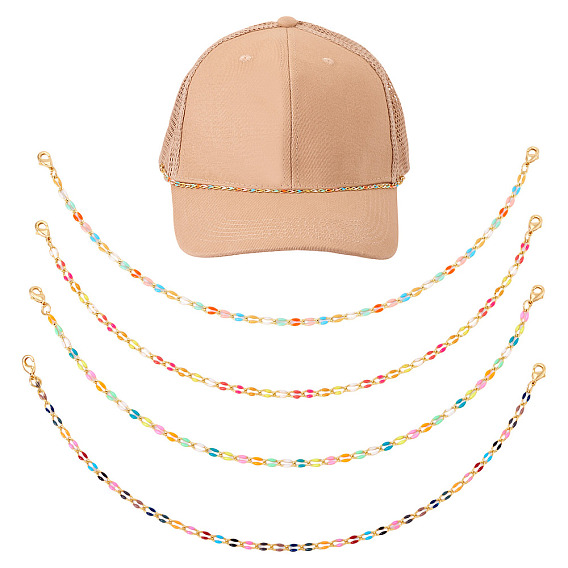 4шт 4 цвета латунь эмаль панцирная цепь браслет изготовление, с латунными карабин-лобстерами , золотые