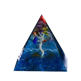 Пирамида из оргонита, смола и стекло, демонстрационные украшения, с натуральной кварцевой крошкой внутри, для украшения рабочего стола домашнего офиса