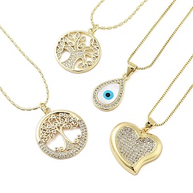 Ожерелья с подвеской из латуни с микропаве и прозрачным кубическим цирконием для женщин, реальный 18 k позолоченный