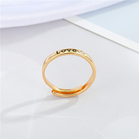 Vintage Letter Adjustable Couple Ring for Fashionable Finger Jewelry