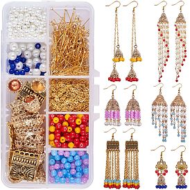 SUNNYCLUE DIY Earring Making, with Alloy Pendant Bail Rhinestone Settings, Iron Cable Chains, Glass Beads, Iron Eye Pin and Brass Earring Hooks