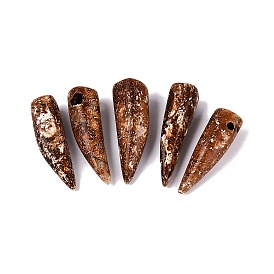 Natural Tree Bark Agate Pendants, Horn Charms