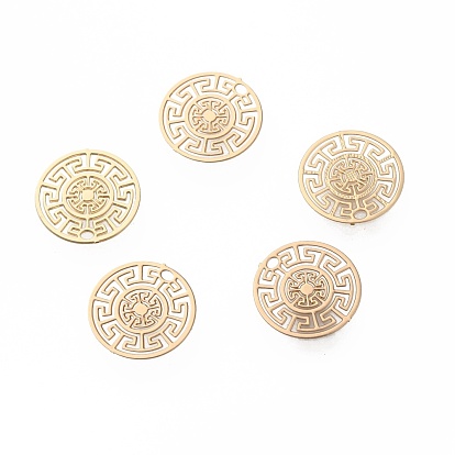 Brass Pendants, Etched Metal Embellishments, Long-Lasting Plated, Flat Round
