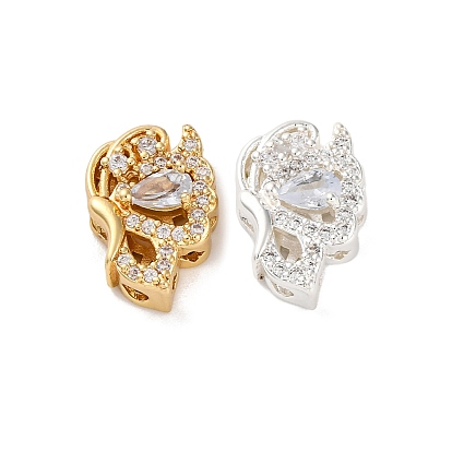 Стойки обшивки латунь микро проложить кубического циркония бусы, со стеклом, долговечный, без свинца и без кадмия, крыло