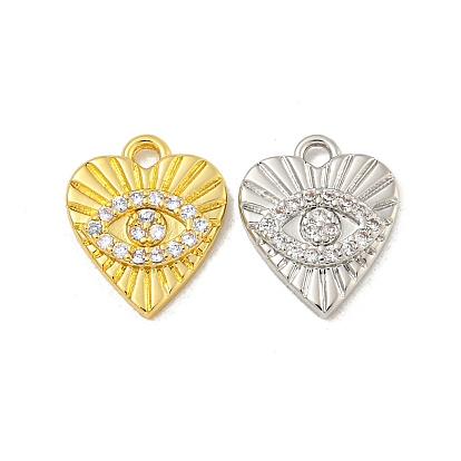 Сердце со сглазом, латунные подвески с прозрачным фианитом, долговечный, без кадмия и без свинца